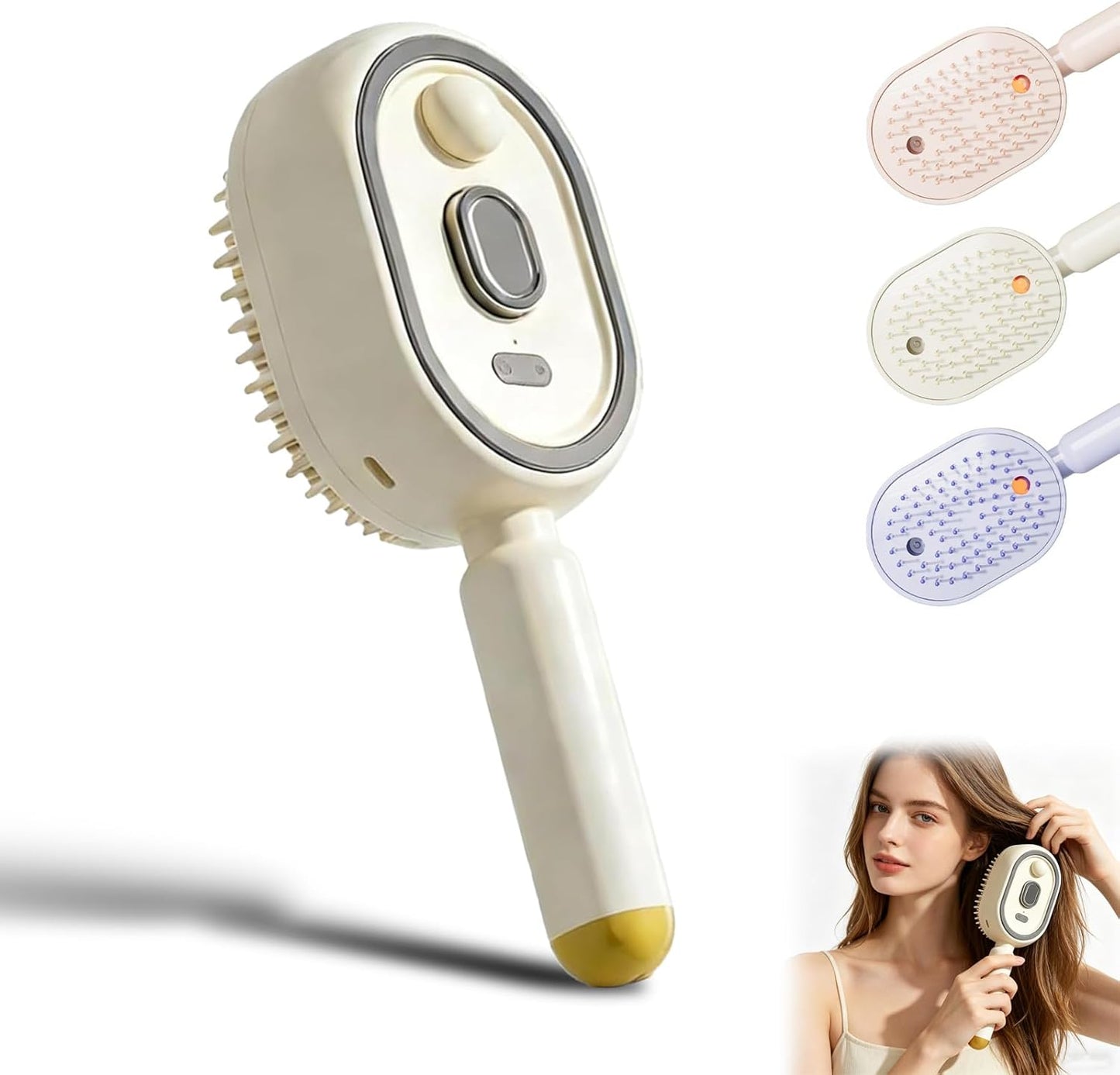 2026 New Electric Steam Brush, Electric Steam Brushs for Hair, Rechargeable Steam Hair Straightener with Water Spray, Detangling Steam Brush for Reduce Frizz, Nourishes Hairs (Beige)