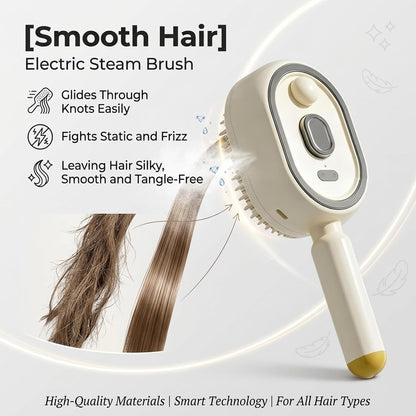 2026 New Electric Steam Brush, Electric Steam Brushs for Hair, Rechargeable Steam Hair Straightener with Water Spray, Detangling Steam Brush for Reduce Frizz, Nourishes Hairs (Purple Set)