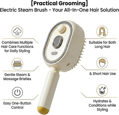 2026 New Electric Steam Brush, Electric Steam Brushs for Hair, Rechargeable Steam Hair Straightener with Water Spray, Detangling Steam Brush for Reduce Frizz, Nourishes Hairs (Purple)